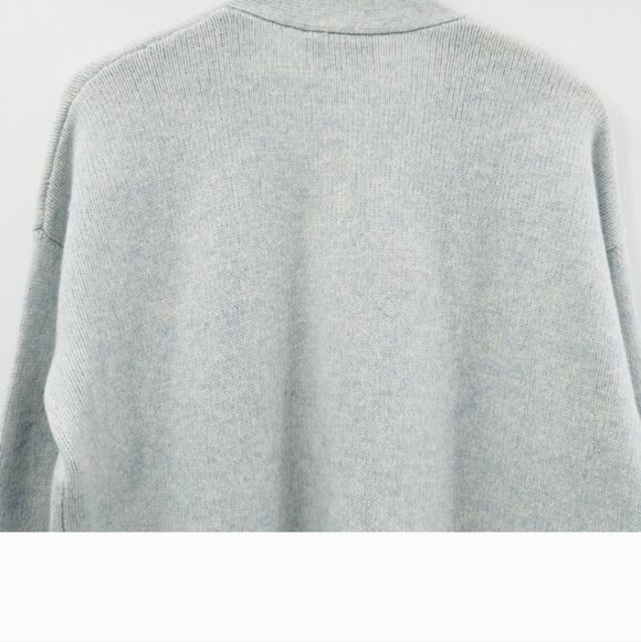 Magaschoni 100% Cashmere Open Cardigan Size Medium in Light Ice Blue Marled - Picture 4 of 8